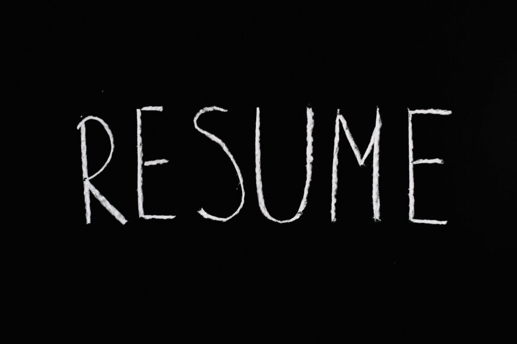 Blackboard with the word 'Resume' written in chalk. Ideal for educational or conceptual themes.